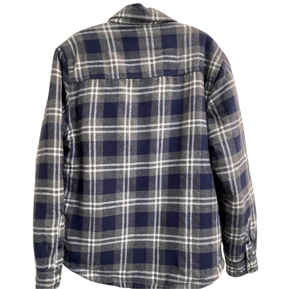 Lucky Brand Sherpa-Lined Plaid Flannel Jacket - Blue and Gray, Size Men’s Large - Picture 3 of 15